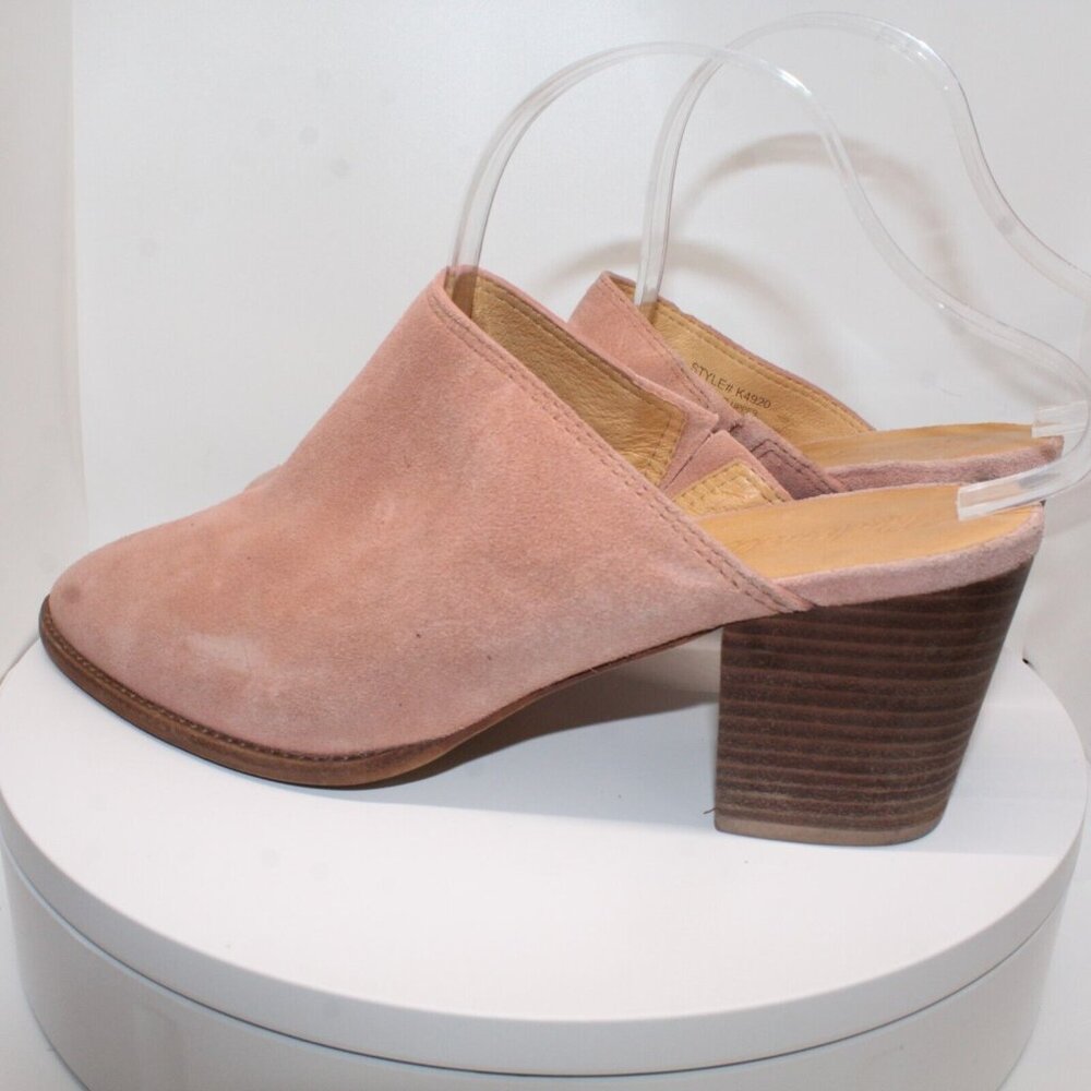 Madewell The Harper 9.5M Pink Closed Toe Block Heeled Suede Slide Mule k4920 - Picture 4 of 14